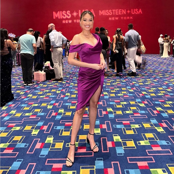 Lavish Alice Mya Asymetric Satin Dress - Picture 5 of 5